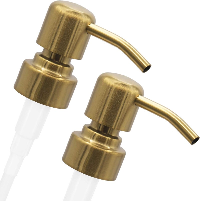 Altglas Twin Pack - 2X Stainless Steel Soap Pump 'Zagreb' as Replacement for Liquid Hand Soap Dispensers (Brushed Gold) - Fits e.g. Jack Bottle - Image 1